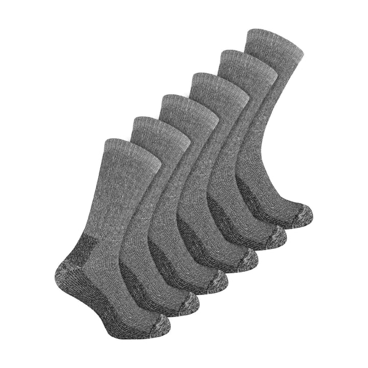 Mens 6 Pairs Multipack Crew Wool Socks: Reinforced Heel & Toe