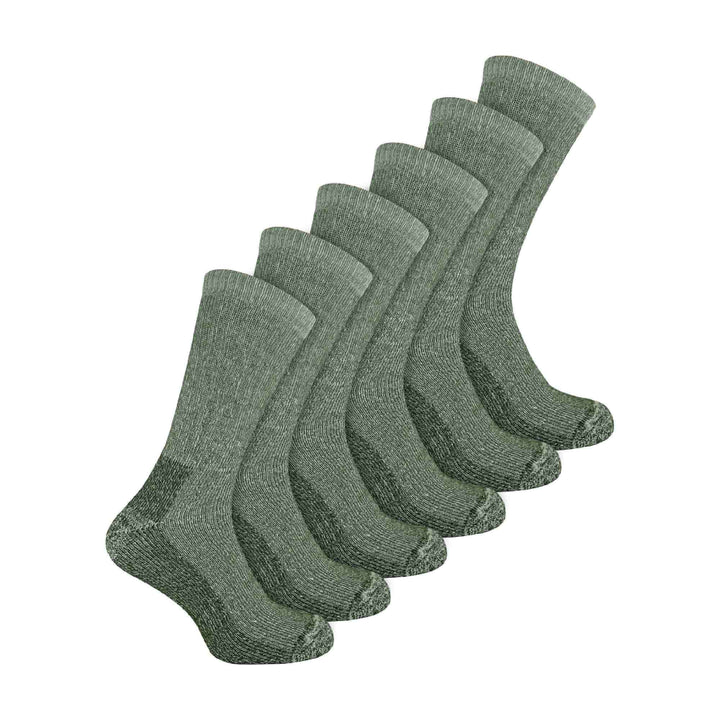 Mens 6 Pairs Multipack Crew Wool Socks: Reinforced Heel & Toe