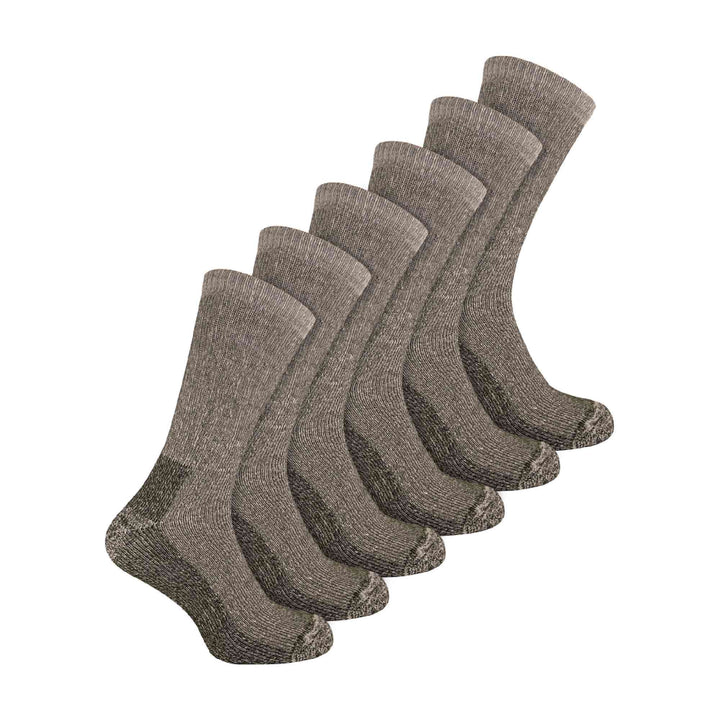 Mens 6 Pairs Multipack Crew Wool Socks: Reinforced Heel & Toe