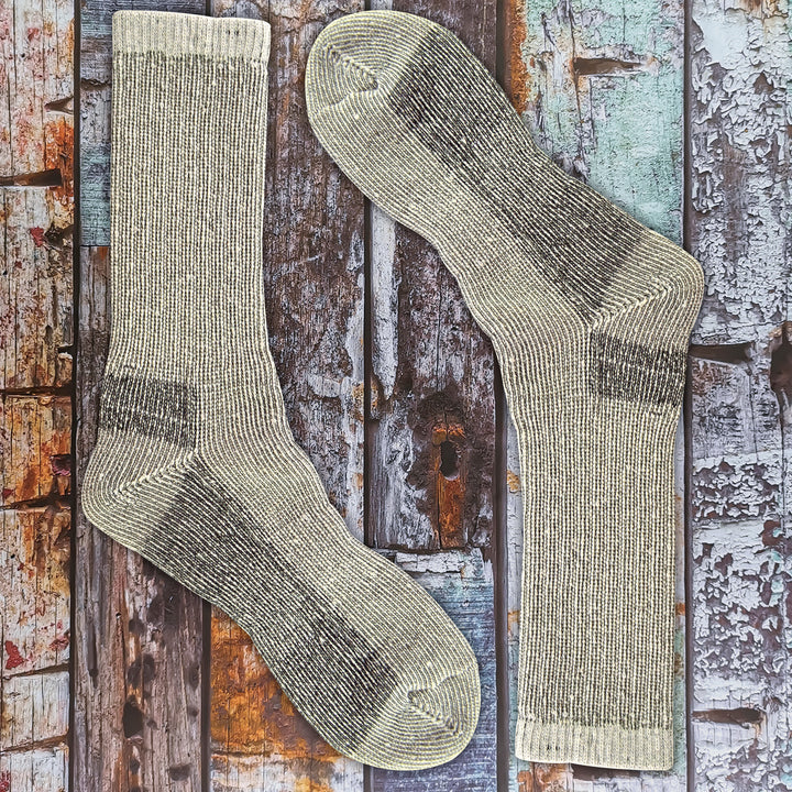 Mens 6 Pairs Multipack Crew Wool Socks: Reinforced Heel & Toe
