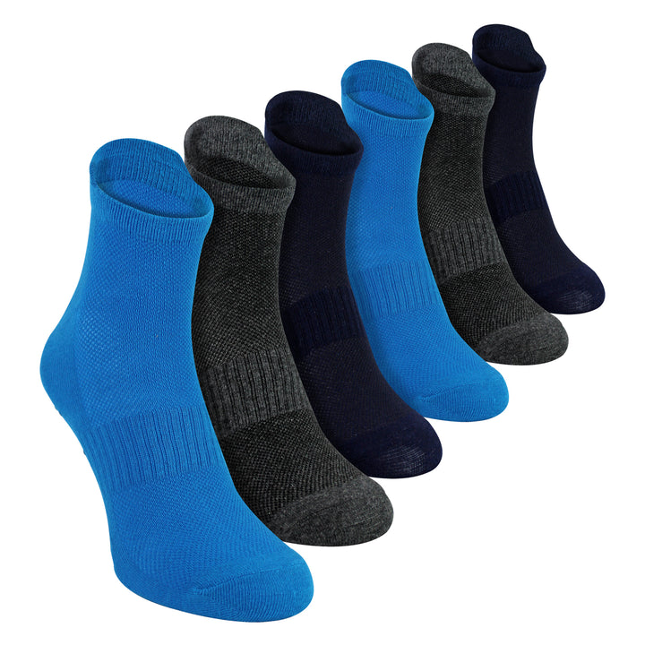 6 Pack Mens Yoga Pilates Non Slip Socks | Breathable Cushioned Gym Socks