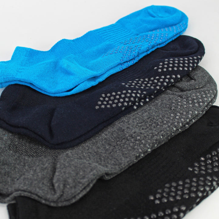 6 Pack Mens Yoga Pilates Non Slip Socks | Breathable Cushioned Gym Socks