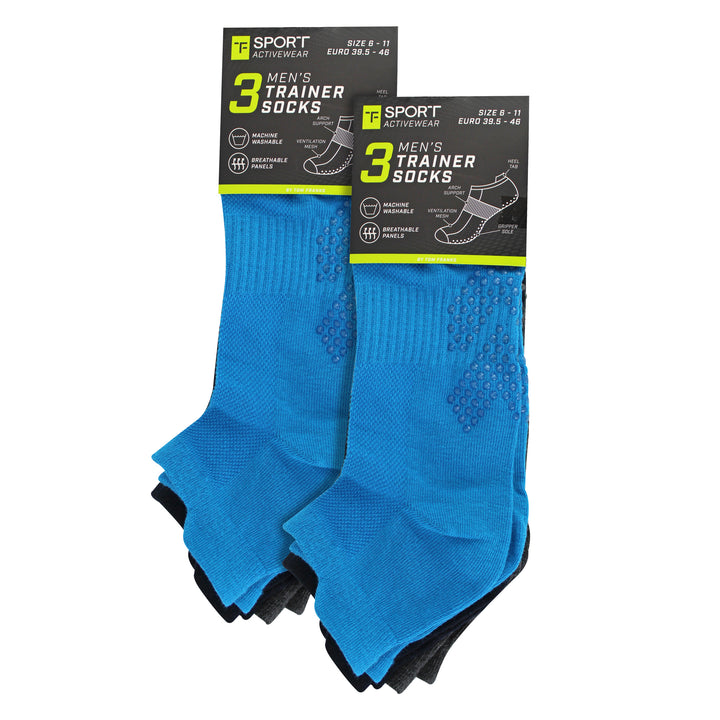 6 Pack Mens Yoga Pilates Non Slip Socks | Breathable Cushioned Gym Socks