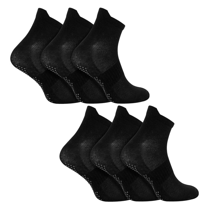 6 Pack Mens Yoga Pilates Non Slip Socks | Breathable Cushioned Gym Socks