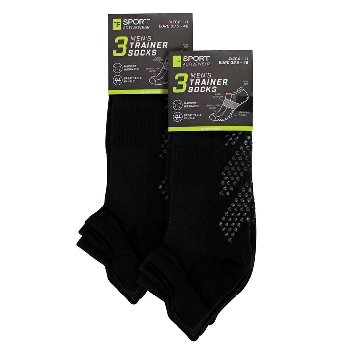 6 Pack Mens Yoga Pilates Non Slip Socks | Breathable Cushioned Gym Socks