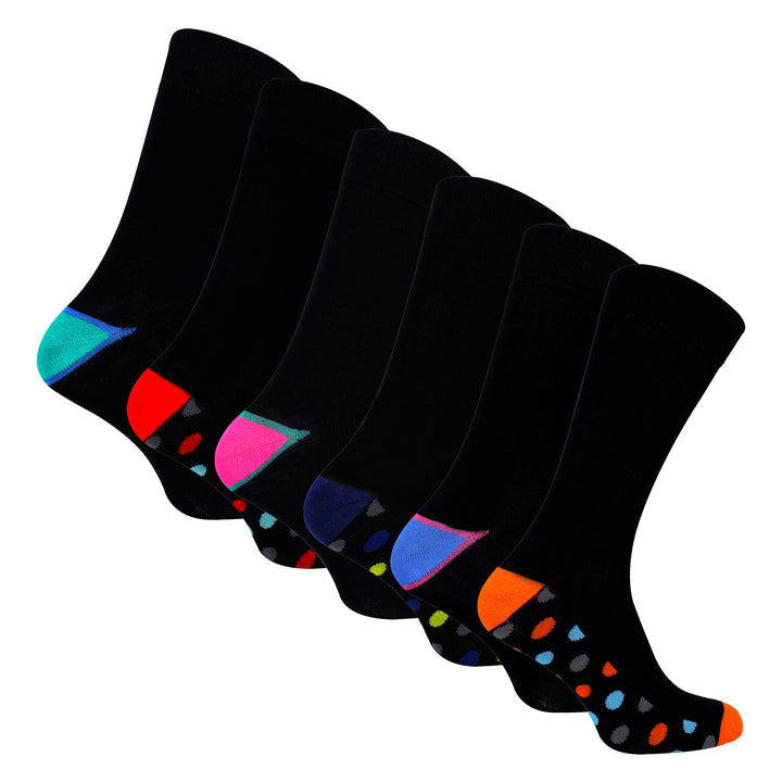 6 Pack Mens Bamboo Design Socks - Soft Breathable Everyday Patterned Fit