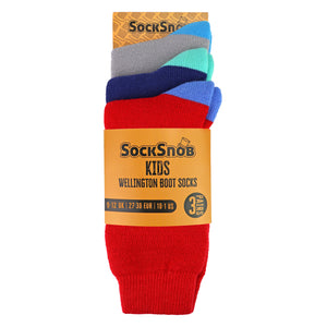3 Pack Kids Wellington Boot Socks | Boys Welly Socks for Outdoor Walking