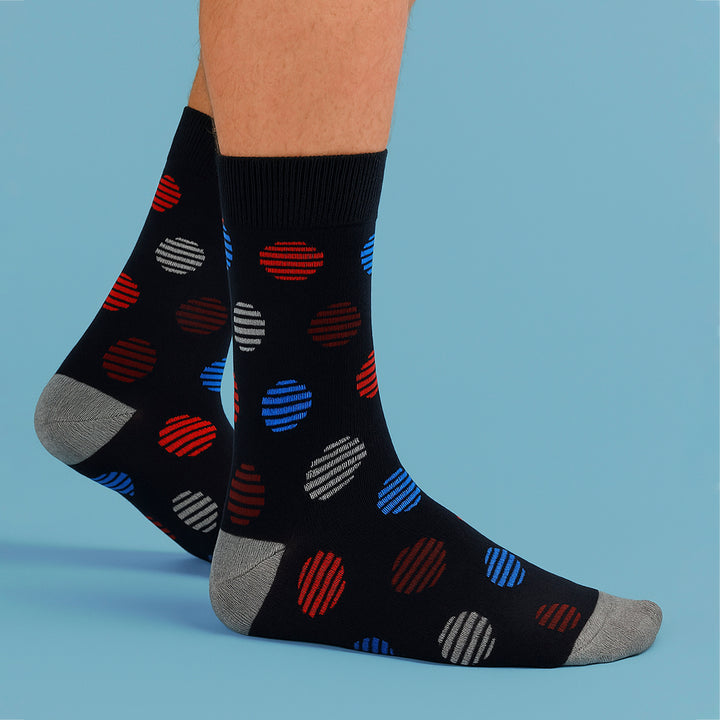 6 Pack Mens Bamboo Design Socks - Soft Breathable Everyday Patterned Fit