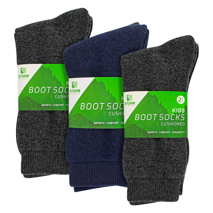 6 Pack Boys Value Boot Socks | Outdoor Warm Hiking Socks