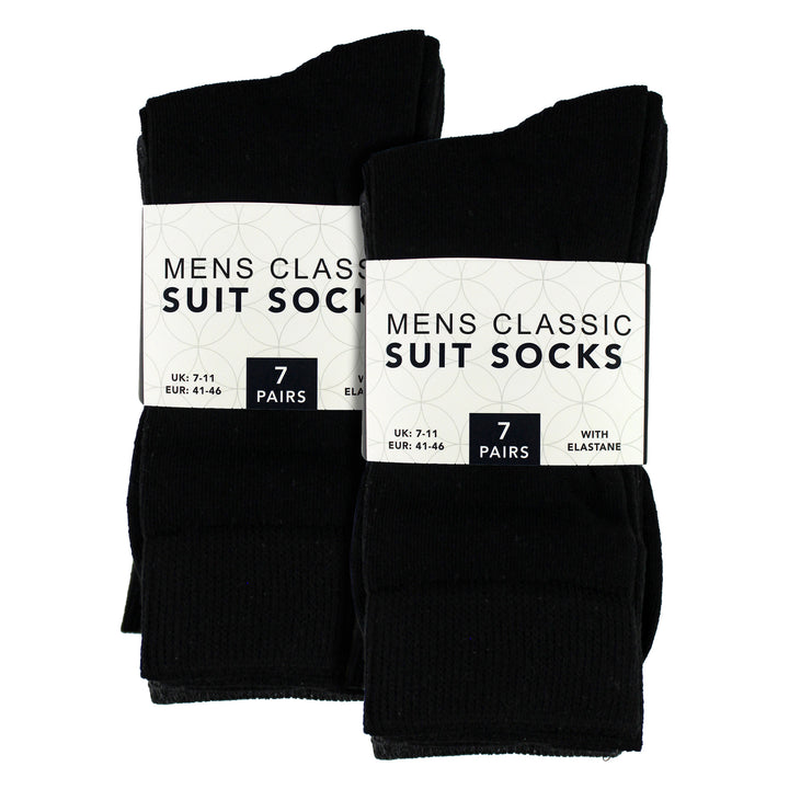 7 Pack Mens Classic Suit Socks - Soft Breathable Plain Dress Socks