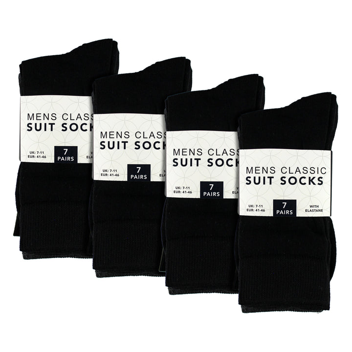 7 Pack Mens Classic Suit Socks - Soft Breathable Plain Dress Socks