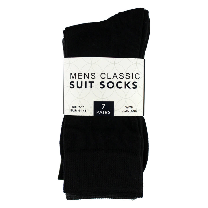 7 Pack Mens Classic Suit Socks - Soft Breathable Plain Dress Socks