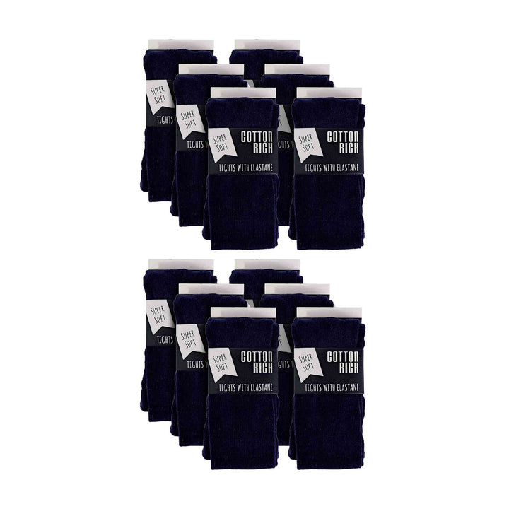 12 Pair Girls Soft & Comfy Plain Opaque School Uniform Tights