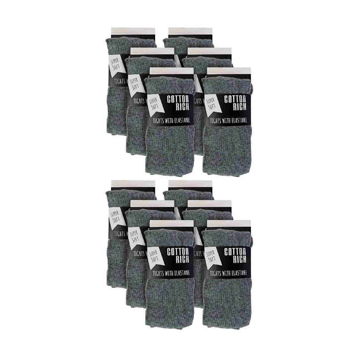 12 Pair Girls Soft & Comfy Plain Opaque School Uniform Tights