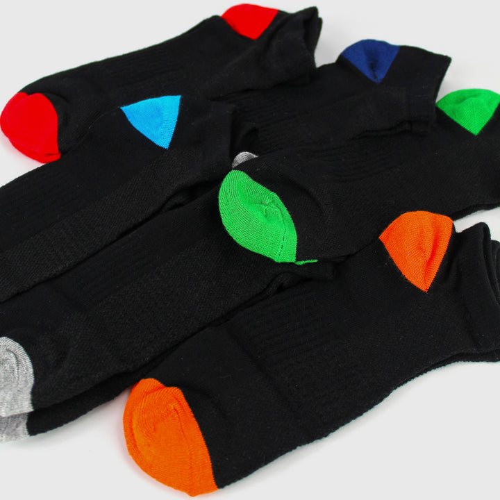 6 Pack Boys Bamboo Trainer Socks | Kids Black Low Cut Heel & Toe Socks
