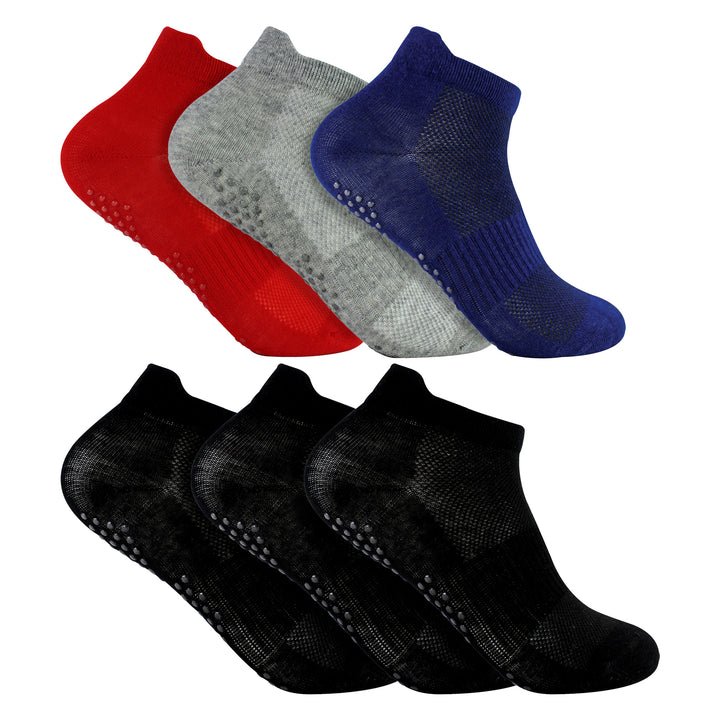 6 Pairs Non Slip Socks For Boys | Gym Yoga Dancing Socks With Grips
