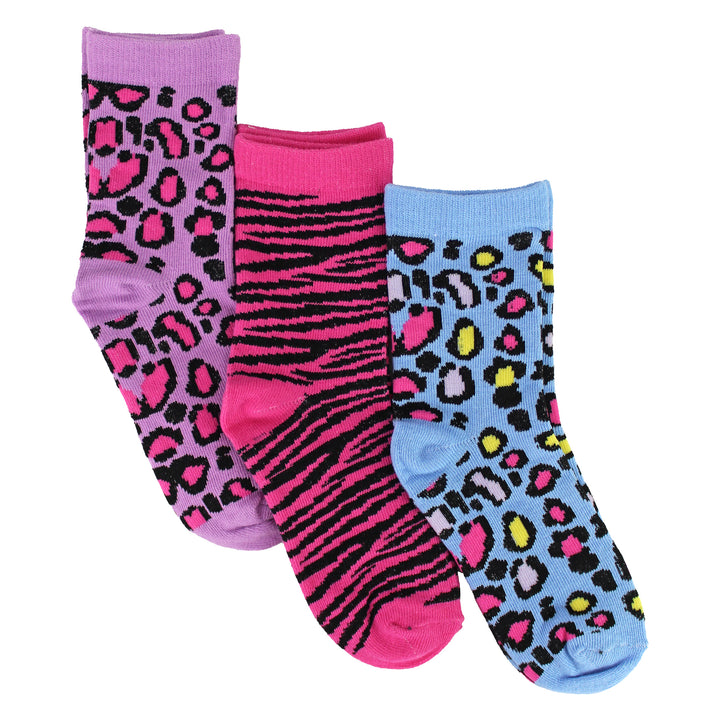 6 Pack Girls Animal Print Cotton Socks | Colourful Camo Patterned Socks