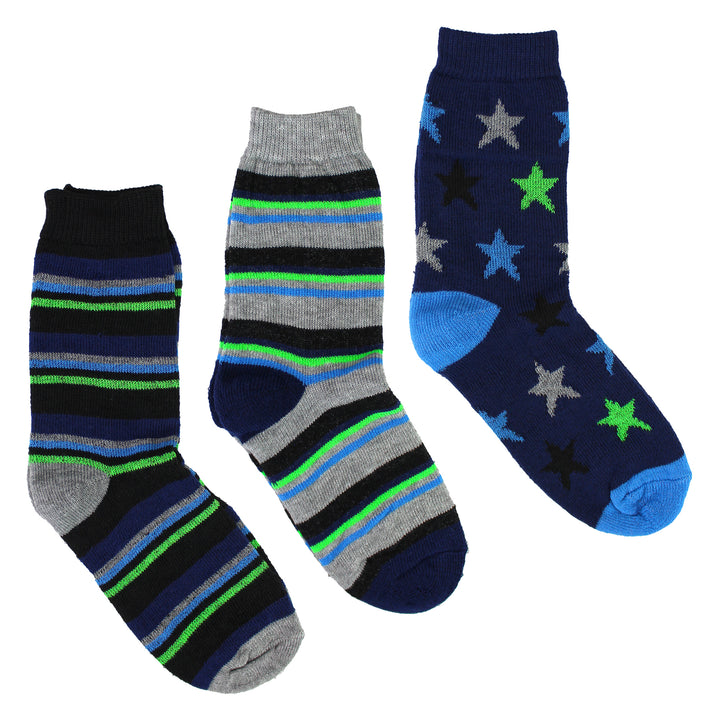 6 Pairs Boys Warm Bed Socks | Stripes & Stars Patterned Breathable Socks
