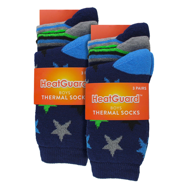 6 Pairs Boys Warm Bed Socks | Stripes & Stars Patterned Breathable Socks