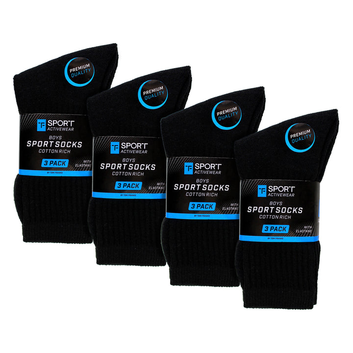 12 Pack Boys Breathable Cotton Sport Socks