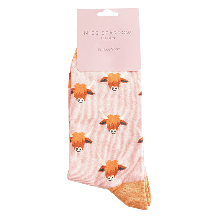 Ladies Highland Cow Socks | Womens Novelty Bamboo Gift Socks For Cow Lovers