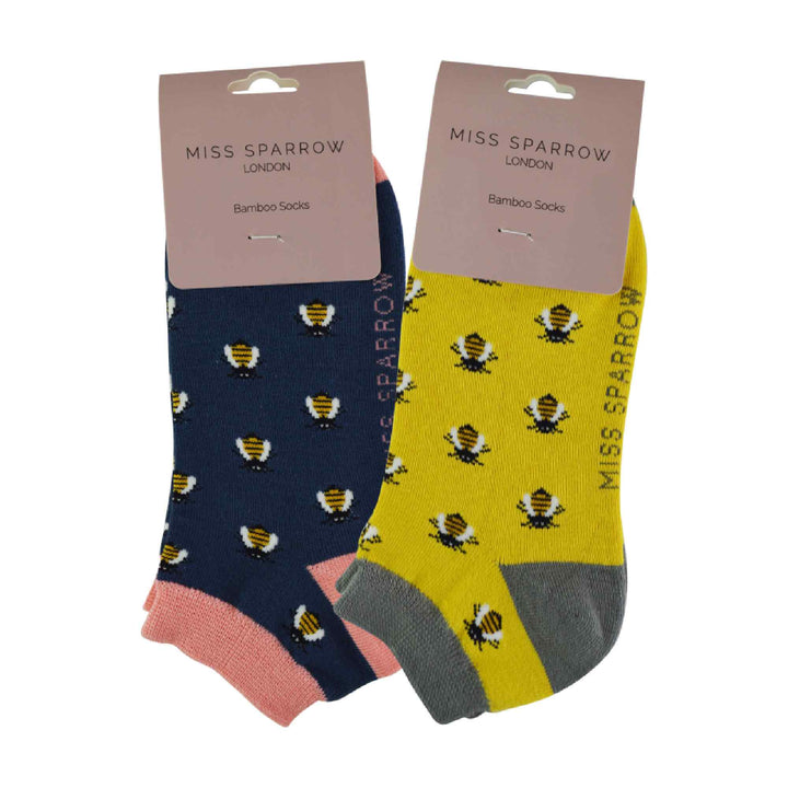 2 Pack Ladies Novelty Animal Themed Bamboo Trainer Socks