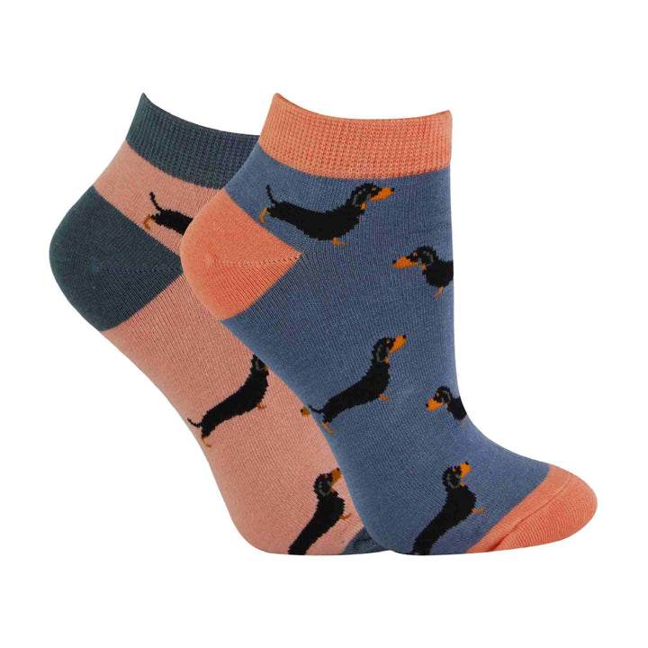 2 Pack Ladies Novelty Animal Themed Bamboo Trainer Socks