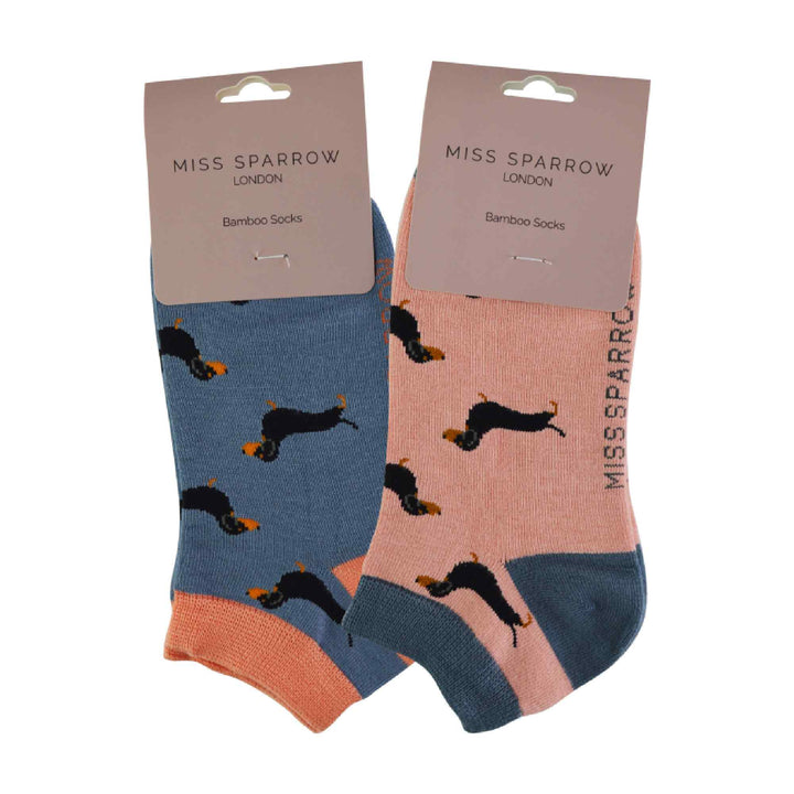 2 Pack Ladies Novelty Animal Themed Bamboo Trainer Socks