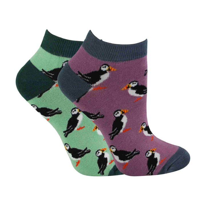 2 Pack Ladies Novelty Animal Themed Bamboo Trainer Socks