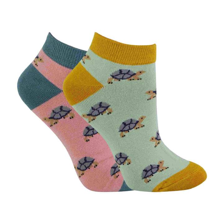 2 Pack Ladies Novelty Animal Themed Bamboo Trainer Socks