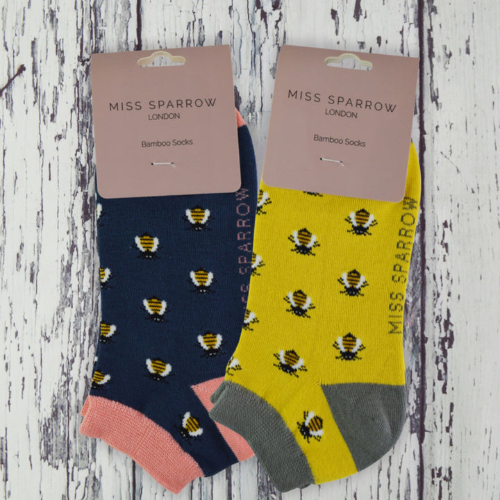 2 Pack Ladies Novelty Animal Themed Bamboo Trainer Socks