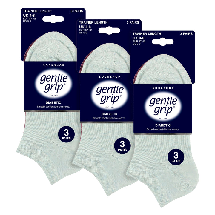 9 Pairs Ladies Diabetic Trainer Socks | Ankle Socks Swollen Feet