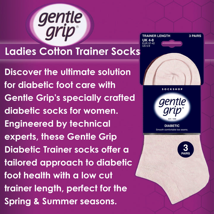 9 Pairs Ladies Diabetic Trainer Socks | Ankle Socks Swollen Feet