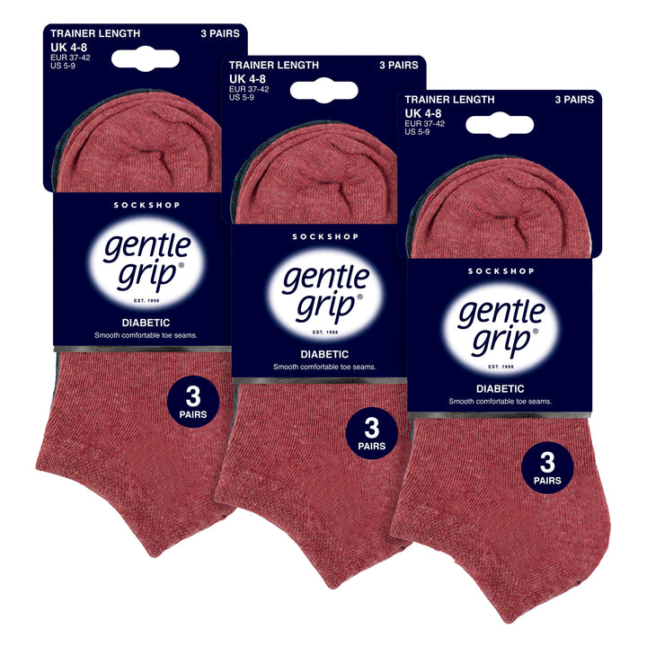 9 Pairs Ladies Diabetic Trainer Socks | Ankle Socks Swollen Feet