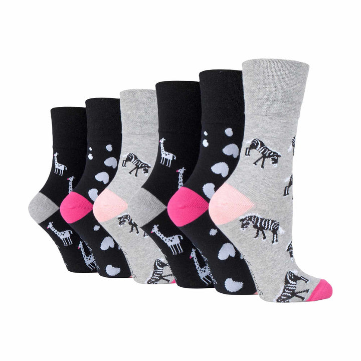 6 Pairs Ladies Non Elastic Patterned Socks