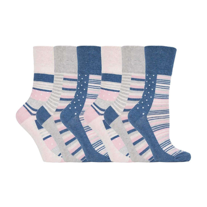 Lot de 6 paires de chaussettes à motifs en coton non élastiques pour femme