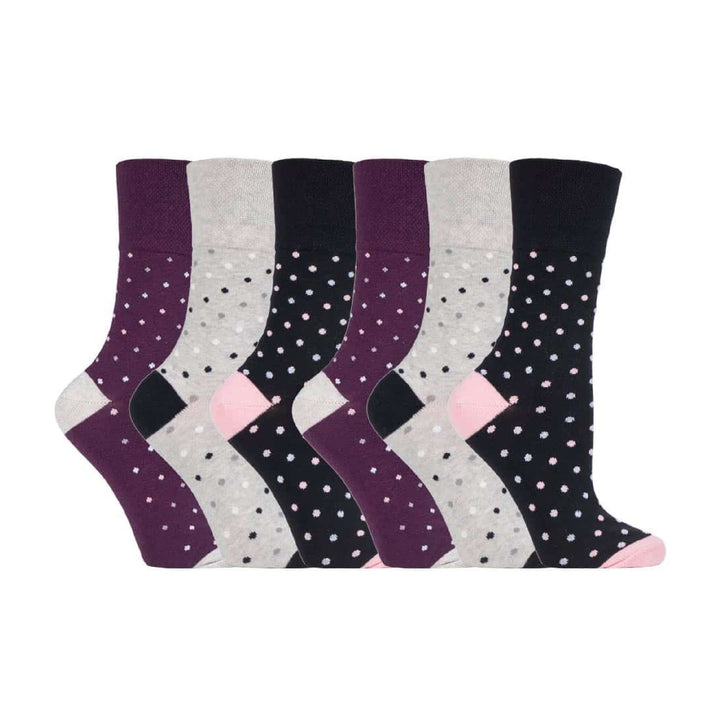 Lot de 6 paires de chaussettes à motifs en coton non élastiques pour femme