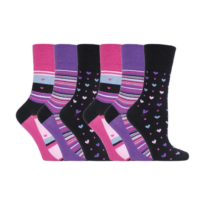 Lot de 6 paires de chaussettes à motifs en coton non élastiques pour femme