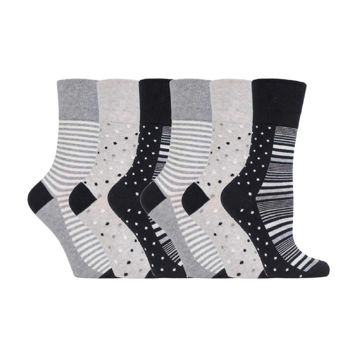 Lot de 6 paires de chaussettes à motifs en coton non élastiques pour femme