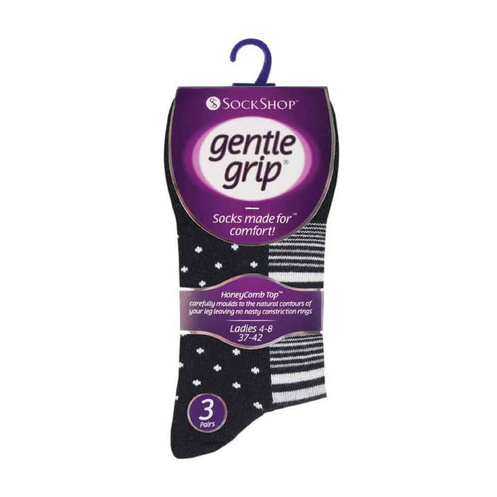 Lot de 6 paires de chaussettes à motifs en coton non élastiques pour femme