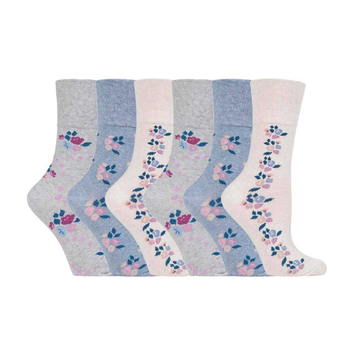 Lot de 6 paires de chaussettes à motifs en coton non élastiques pour femme