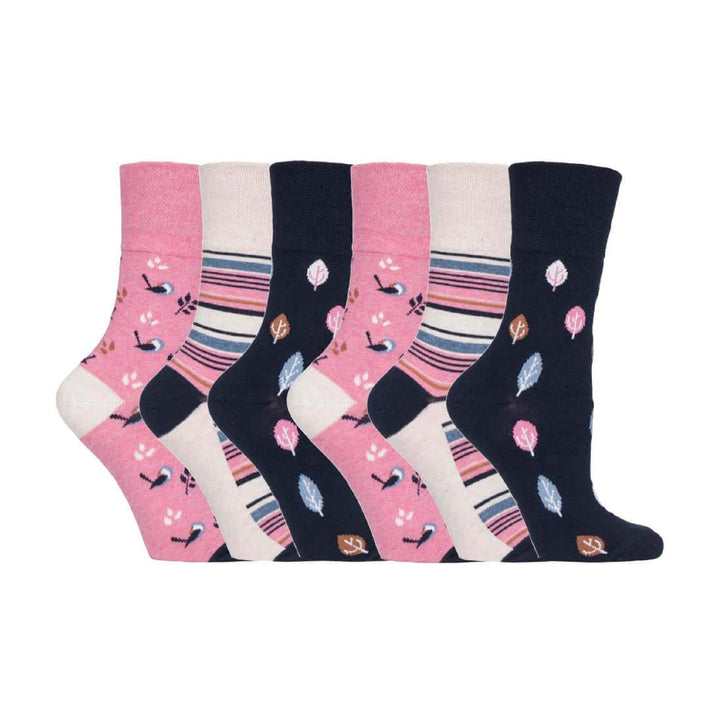 Lot de 6 paires de chaussettes à motifs en coton non élastiques pour femme