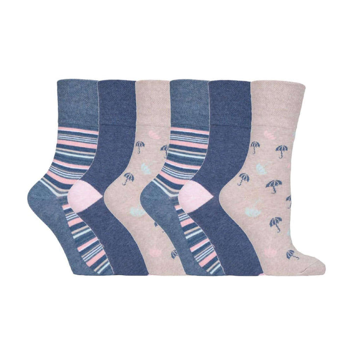 Lot de 6 paires de chaussettes à motifs en coton non élastiques pour femme