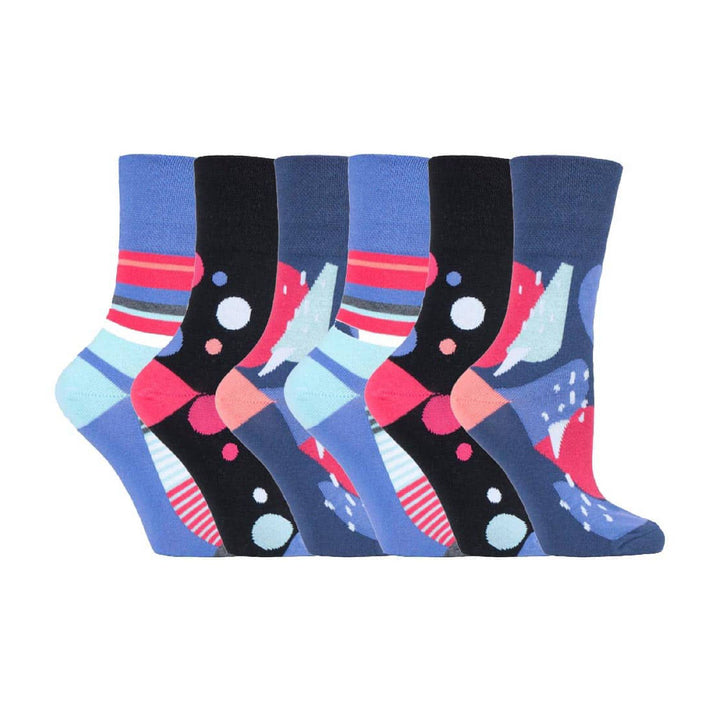 Lot de 6 paires de chaussettes à motifs en coton non élastiques pour femme