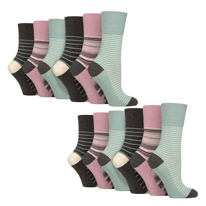 12 Pairs Ladies Cotton Socks | Patterned Soft Non-Binding Everyday Socks