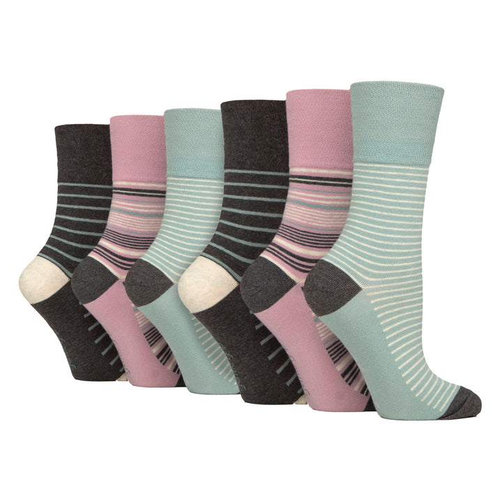 6 Pairs Ladies Cotton Socks | Patterned Soft Non-Binding Everyday Socks