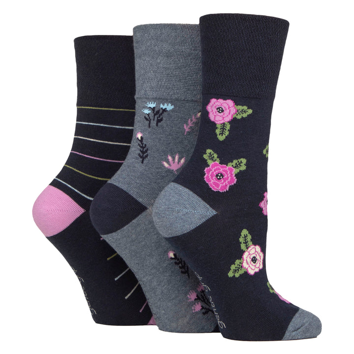 6 Pairs Ladies Cotton Socks | Patterned Soft Non-Binding Everyday Socks