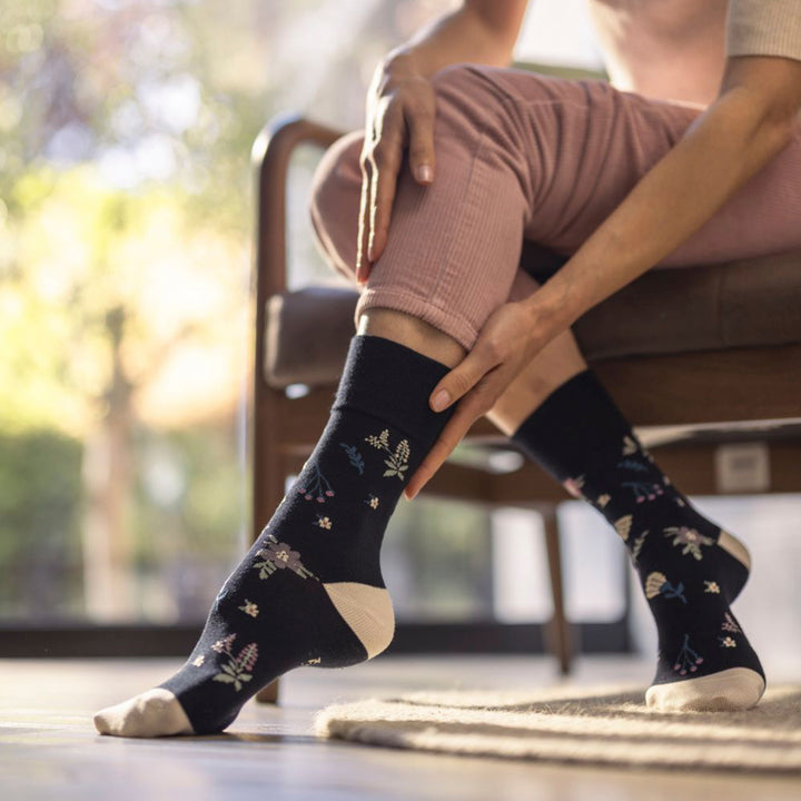 6 Pairs Ladies Cotton Socks | Patterned Soft Non-Binding Everyday Socks