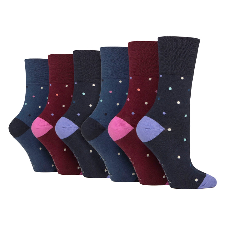 6 Pairs Ladies Cotton Socks | Patterned Soft Non-Binding Everyday Socks