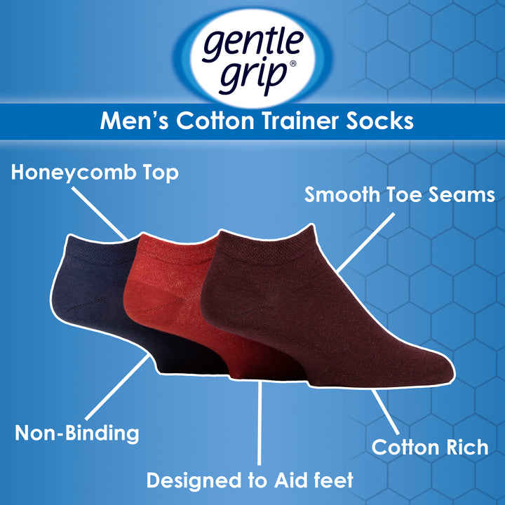 9 Pack Mens Diabetic Trainer Socks, Swollen Feet Wide Ankle Socks